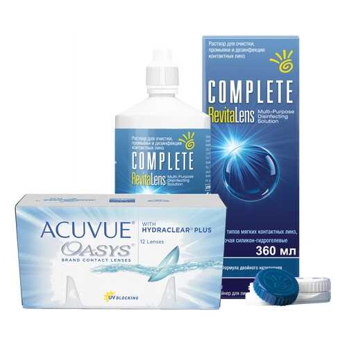 Контактные линзы Acuvue Oasys 12 линз R 8.4 -7.00 + Раствор Complete RevitaLens 360 мл в Фармаимпекс