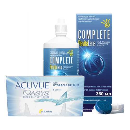 Контактные линзы Acuvue Oasys 6 линз R 8.4 +3.00 + Раствор Complete RevitaLens 360 мл в Фармаимпекс