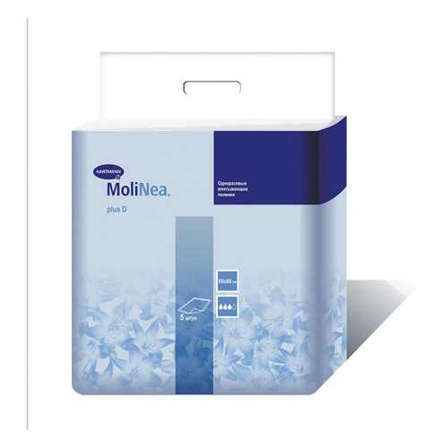 Одноразовые впитывающие пеленки, 60x60 см, 230 г/м2, 5 шт. MoliNea Plus D в Фармаимпекс